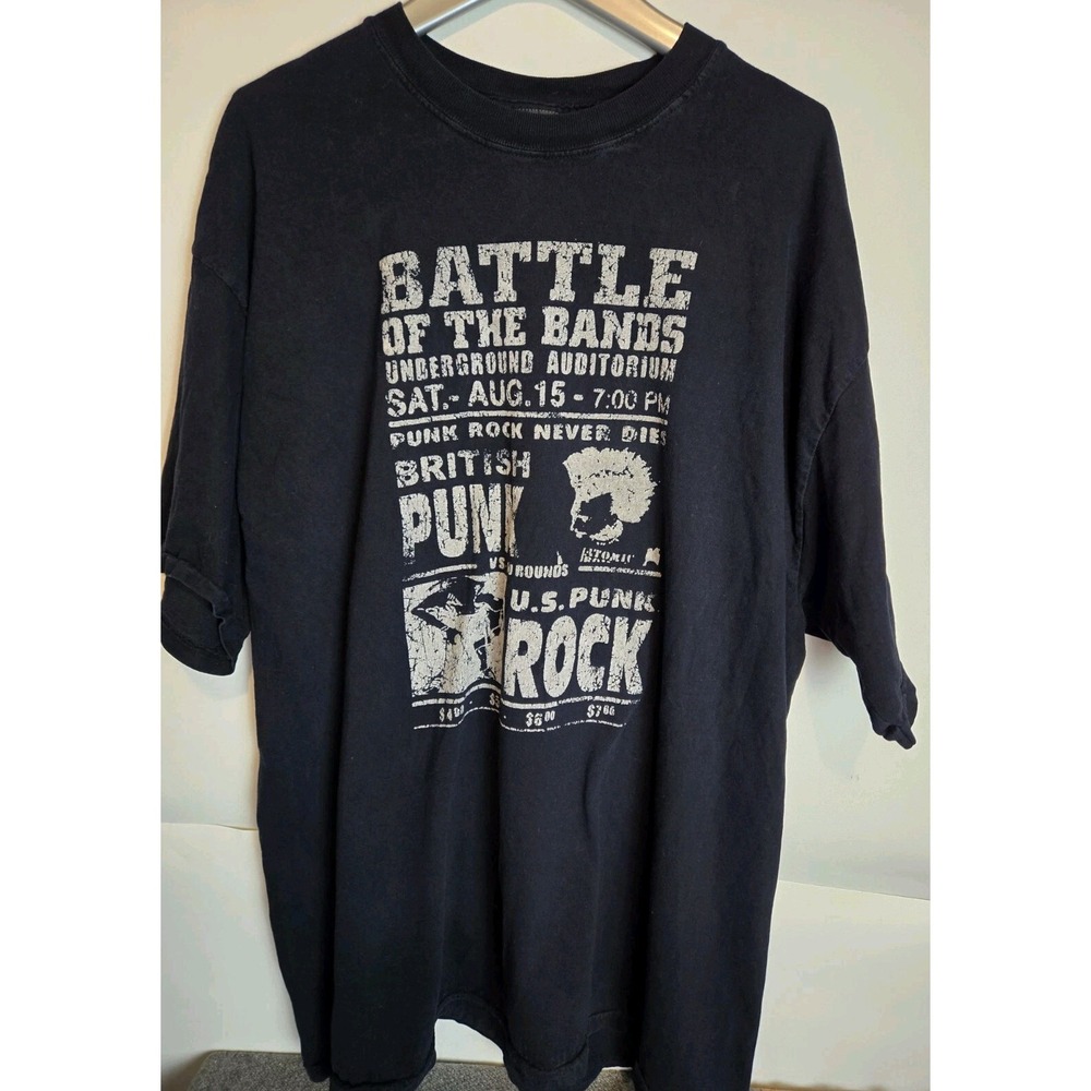 Bullhead Black Mens T-Shirt Size Xl Battle Of The Bands British Punk Vs Us Punk